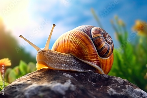 close up a snail on a rock  © Rangga Bimantara