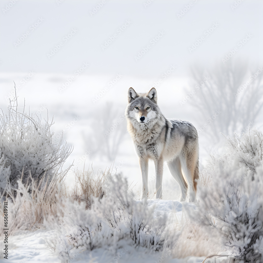 Obraz premium gray wolf in snow