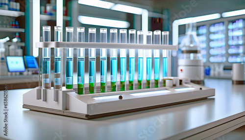  Laboratory glassware with colored liquid  science research and development concept