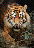 Wild Majesty: A Snarling Tiger in the Jungle,portrait of a tiger,portrait of a bengal tiger