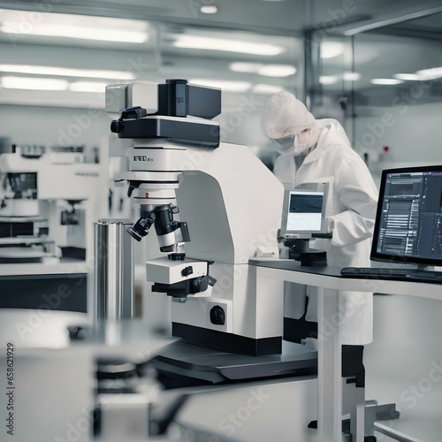 A laboratory technician operating a high-powered electron microscope to explore nanoscale materials3