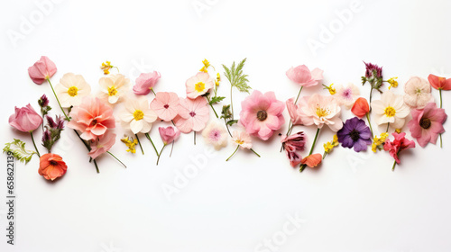 Composition of beautiful flowers on a white background