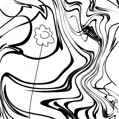black and white abstration with simple flower
