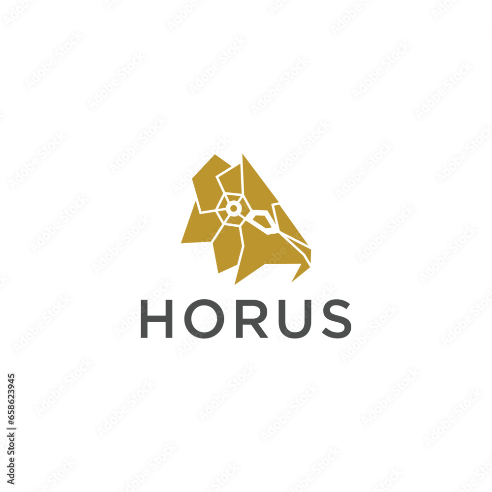 Fototapeta premium Horus egyptian god logo icon design template. elegant luxury gold flat vector 