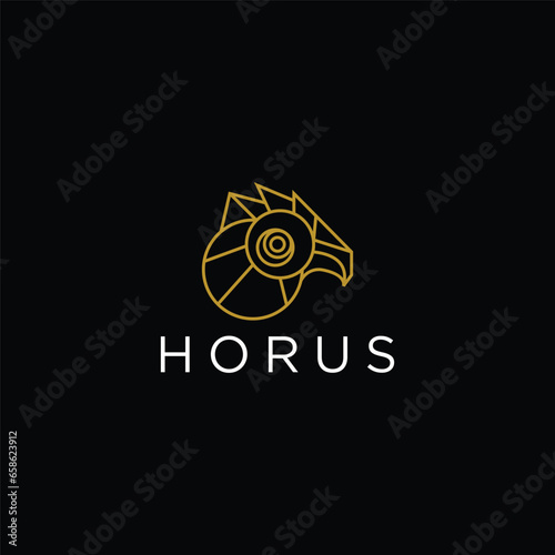 Horus egyptian god logo icon design template. elegant luxury gold flat vector

