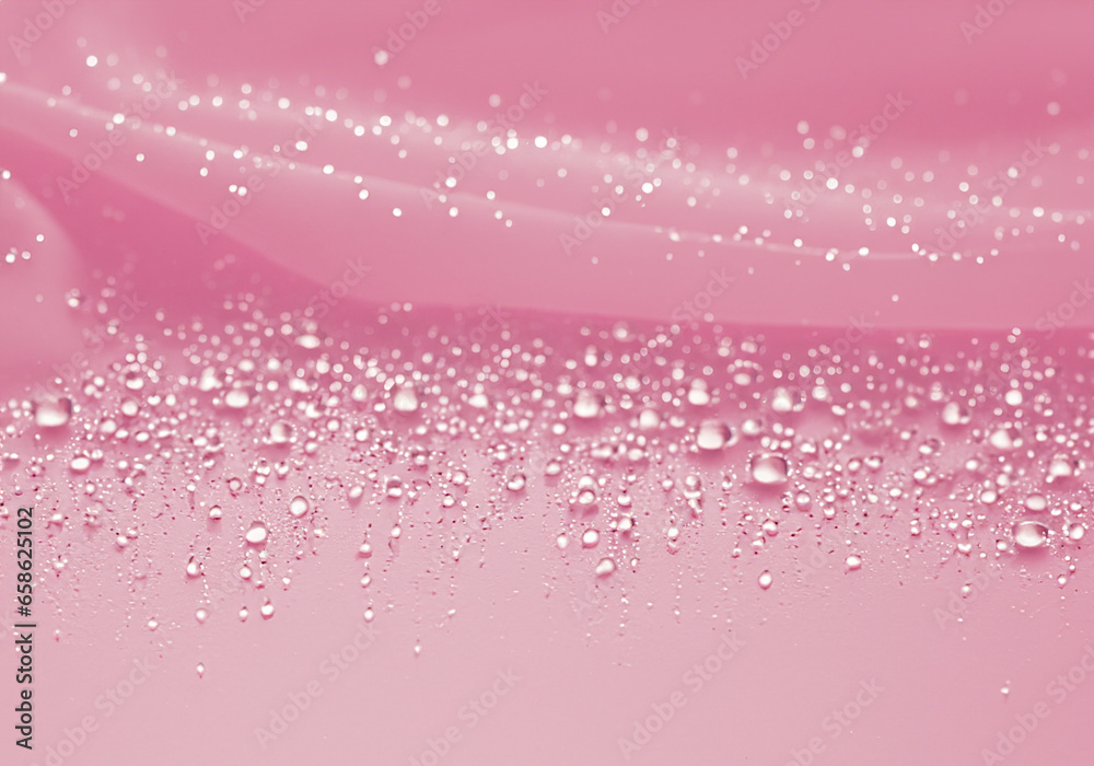 Obraz premium ピンクのソフトな背景 透明感のあるクリアな水滴