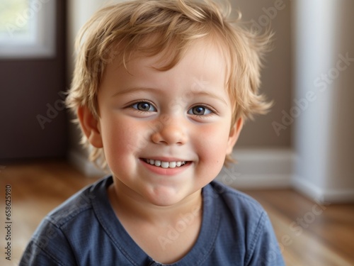 Joyful Portrait: Smiling Toddler Boy