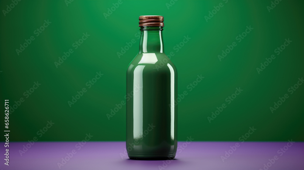 Milk bottle mockup on green background Milk bottle mockup on green background