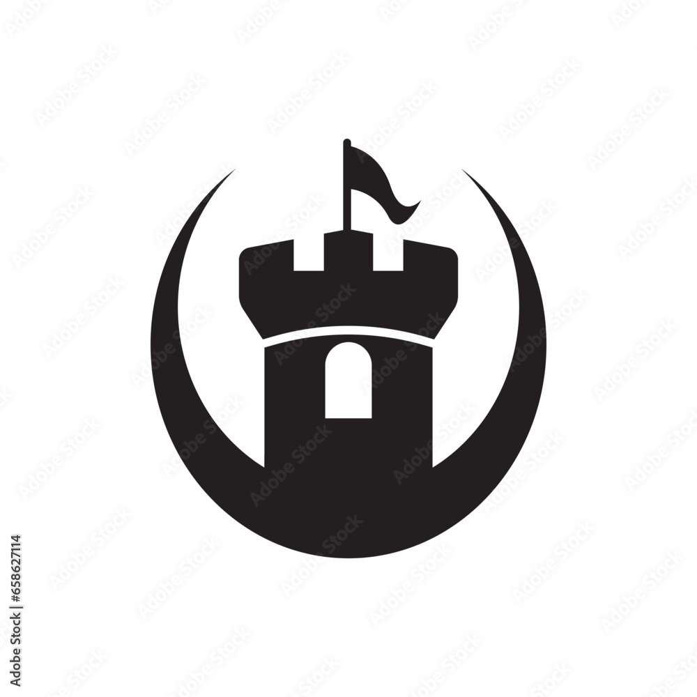 Obraz premium Castle Logo vector icon illustration design