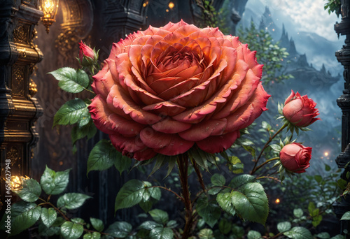Rose with droplet. Generati...