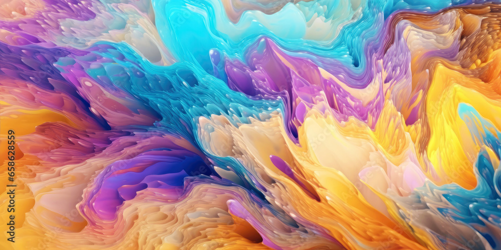Splashing fluid shapes in bright colors