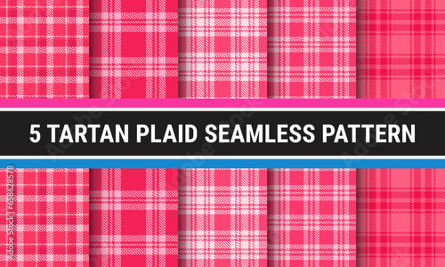 Pink Set Plaid Tartan Seamless Pattern Checked 