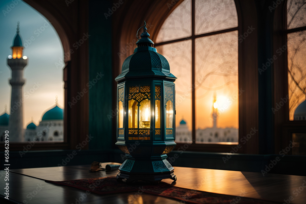 Lantern Decoration, Muslim Islamic Holiday Ramadan Kareem Ornament Moon Star, Ramadan Kareem Background, Text Space Wallpaper Background