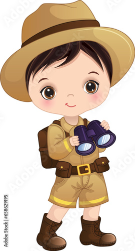 Vector Zoologist with Binocular and Rucksack