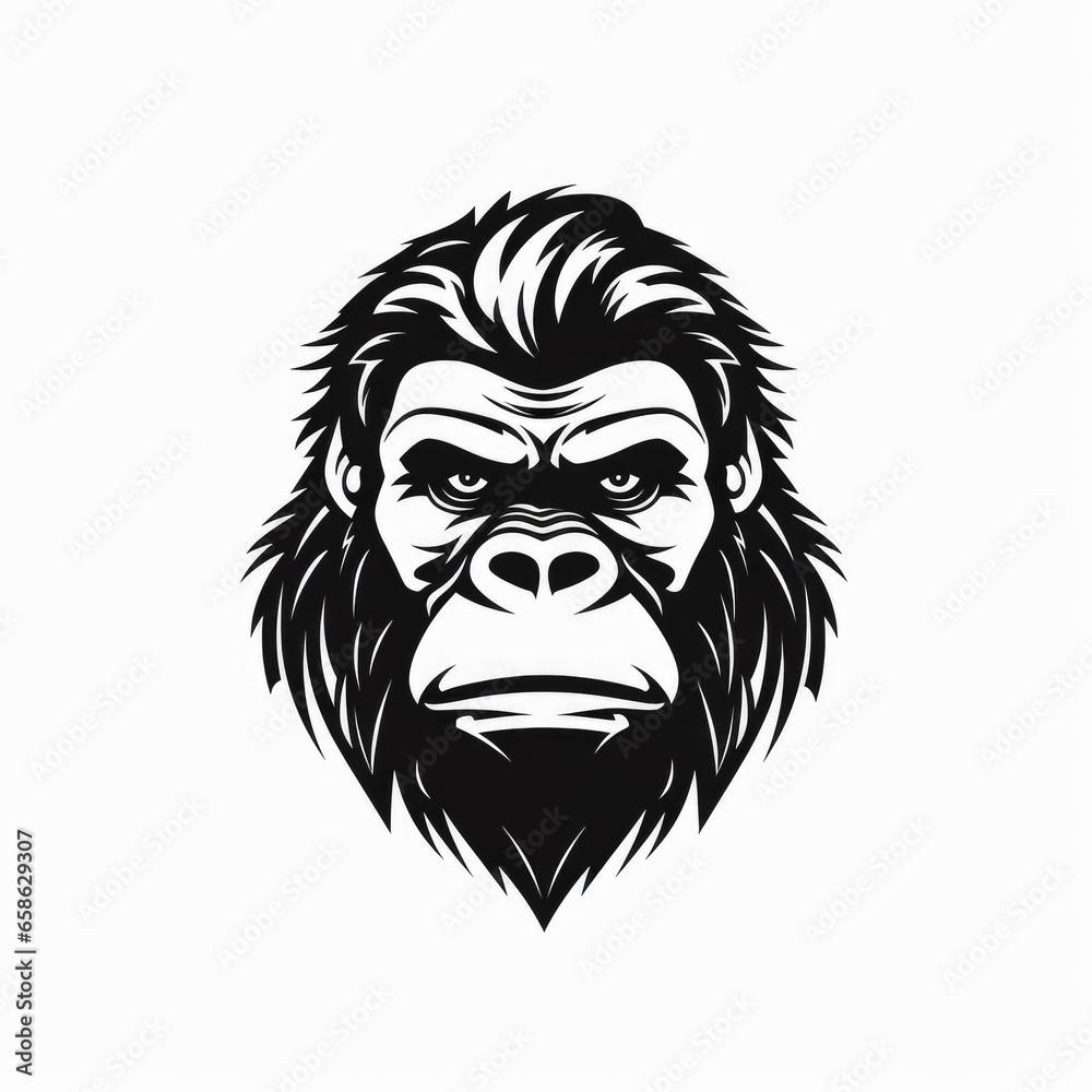 Gorilla logo black and white, AI generated Image Gorilla logo black and white, AI generated Image