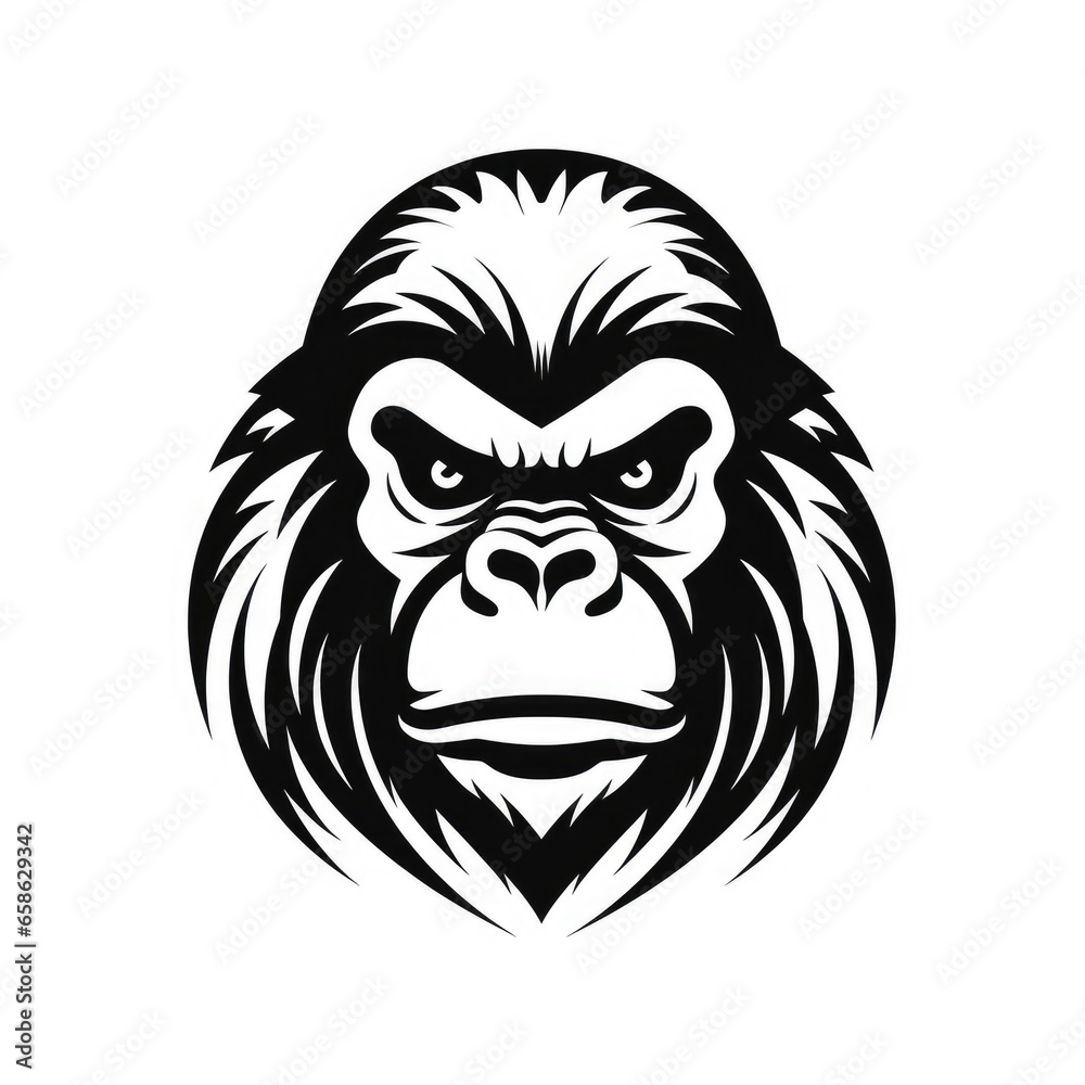 Gorilla logo black and white, AI generated Image