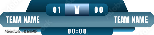 Scoreboard broadcast graphic and lower thirds template for sport soccer, football. Broadcast score banner