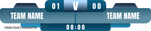 Scoreboard broadcast graphic and lower thirds template for sport soccer, football. Broadcast score banner