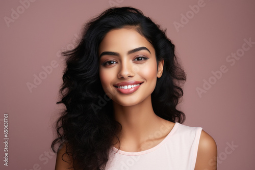 young and beautiful indian woman smiling,