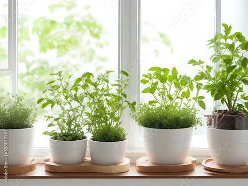Warm and Inviting: Decorating the Cozy Kitchen Windowsill, AI Generated © Dostain
