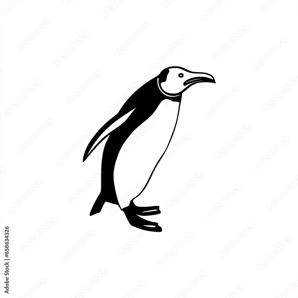 Obraz premium Vector illustration of hand drawn silhouette of a penguin