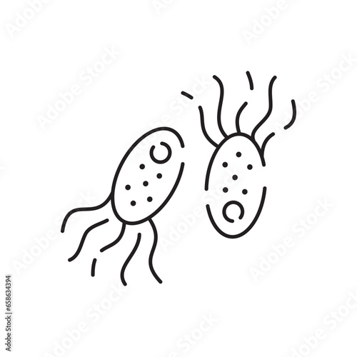 Microbe and bacterium line icon
