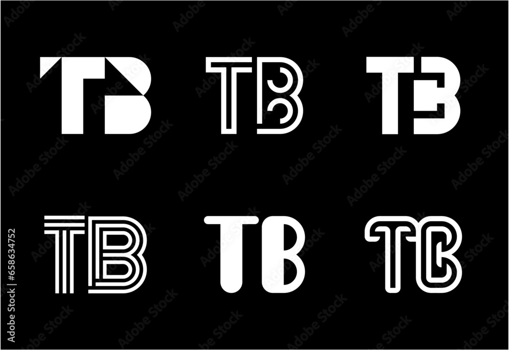 Set of letter TB logos. Abstract logos collection with letters. Geometrical abstract logos