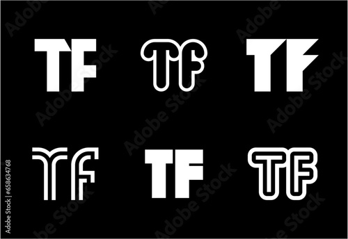 Set of letter TF logos. Abstract logos collection with letters. Geometrical abstract logos