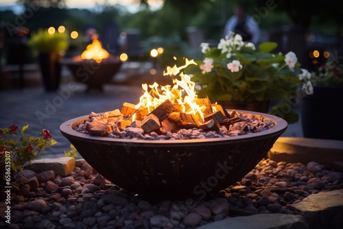 Backyard Escapade Image of Fire Pit's Glow Crafted with Generative AI