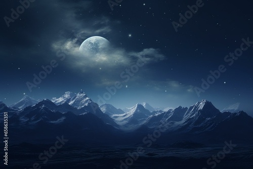 moonlit mountains. Generative AI