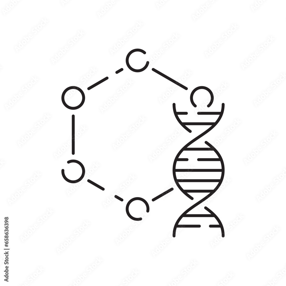 Fototapeta premium Genetic engineering vector line icon. Genetics lab research, biochemistry experiment. Pictogram concept. Outline symbol. Simple vector material design of web graphics