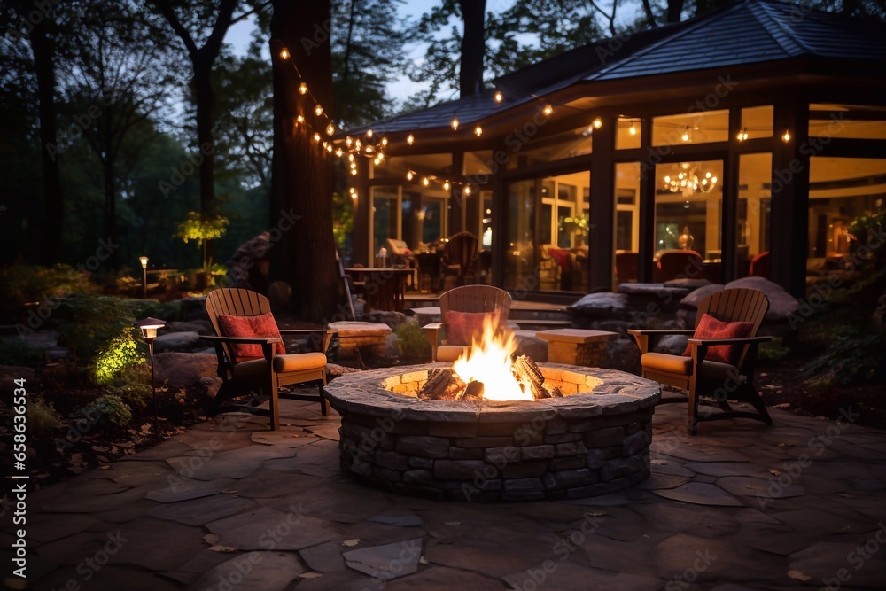 Fireside Elegance Backyard Fire Pit's Image Crafted with Generative AI