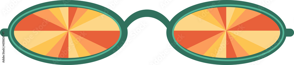 Fototapeta premium Groovy sunglasses. Retro hippy eyewear. 70s funky design. Summer outfit illustration