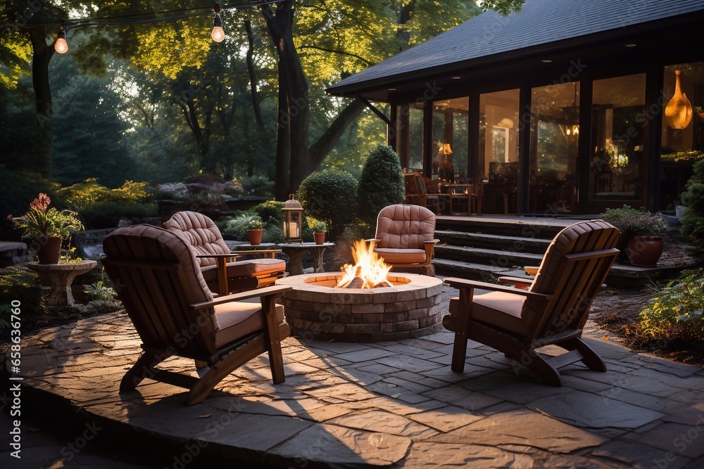 Flames of Tranquility Image of Fire Pit Background Crafted with Generative AI