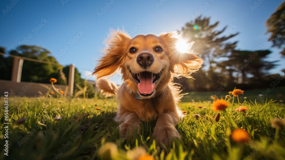 Portrait of a happy dog on a blurred background, beautiful lighting. Portrait of a happy dog on a blurred background, beautiful lighting.