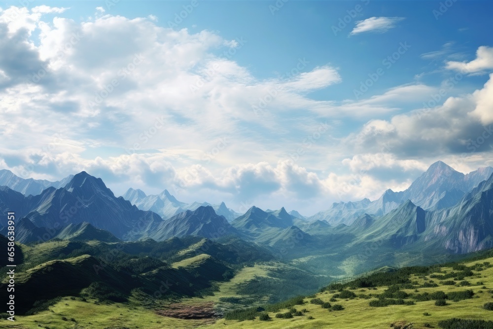 Idyllic mountain landscape with sky and clouds