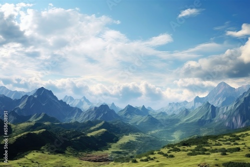 Idyllic mountain landscape with sky and clouds