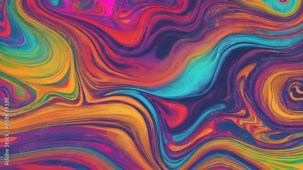 Trippy Fluid Art: Colorful Psychedelic Swirls and Waves for Surreal Backgrounds
