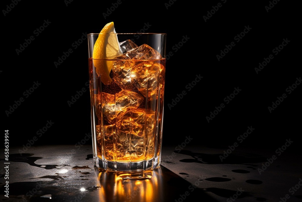 glass of tonic drink on dark surface. Generative AI