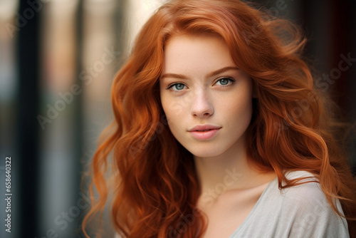 Portrait woman female caucasian hair person model beauty redhead red young pretty adult face