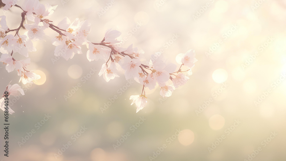 Nature background. Spring flowers in soft colors. AI