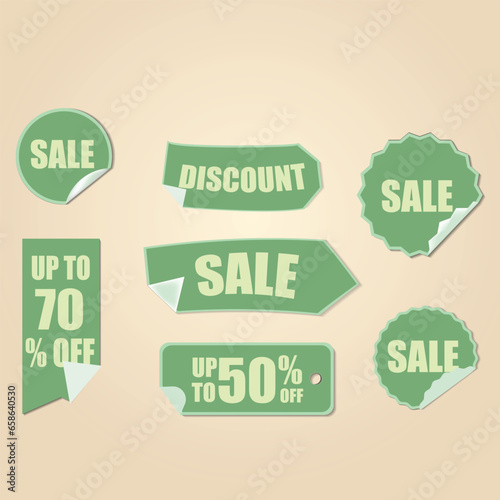 Discount Sale Labels Vector Set.