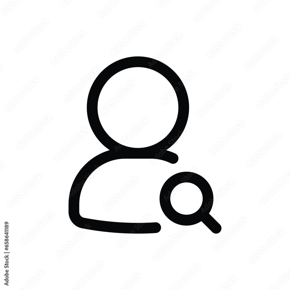 Search User icon in trendy outline style isolated on white background. Search User silhouette symbol for your website design, logo, app, UI. Vector illustration, EPS10. Search User icon in trendy outline style isolated on white background. Search User silhouette symbol for your website design, logo, app, UI. Vector illustration, EPS10.