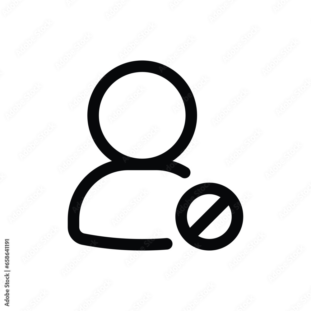 Block User icon in trendy outline style isolated on white background. Block User silhouette symbol for your website design, logo, app, UI. Vector illustration, EPS10.