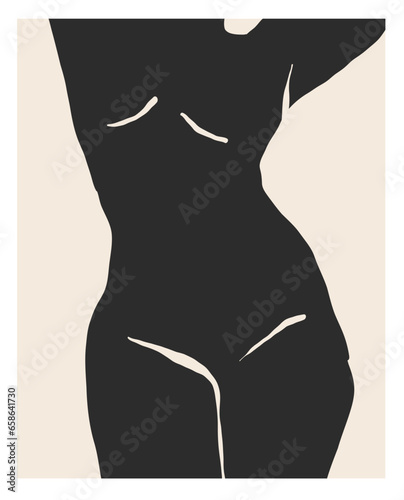 Hand drawn vector abstract graphic line art ,contemporary collection print with boho aesthetics female body graphic shapes.Fashion feminine concept design for wall decor,print,wallpaper,background.