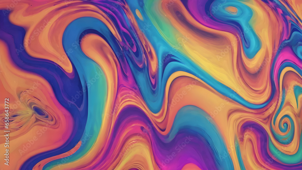 Surreal Liquid Dreams: Colorful Psychedelic Background with Abstract Swirls and Waves