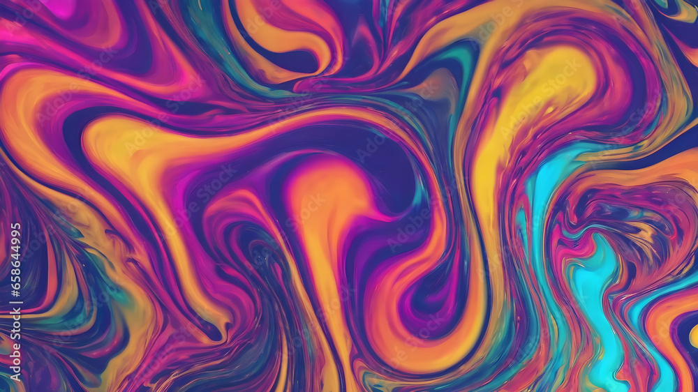 Psychedelic Swirl: Colorful Abstract Fluid Background with Trippy Surreal Waves