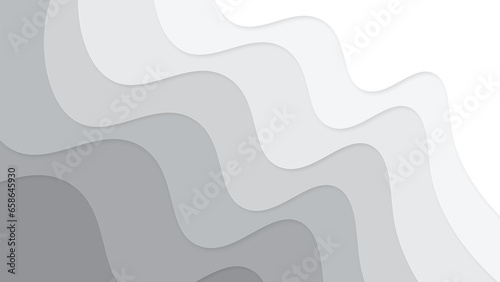 Abstract papercut background. Gray modern wavy layers composition.