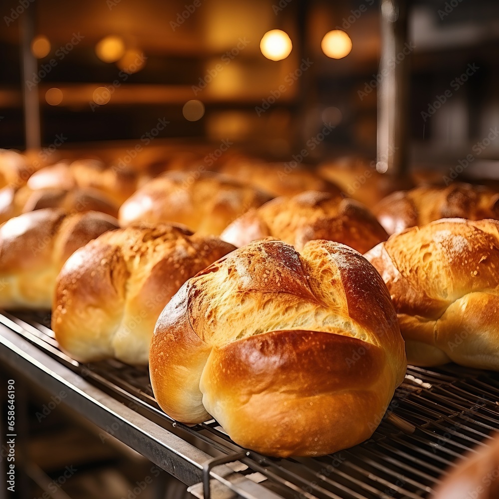 Freshly baked loaves bread AI generated image Freshly baked loaves bread AI generated image