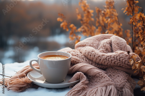 The warmth of hot coffee in winter